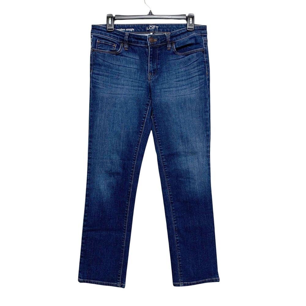 LOFT Jeans Modern Straight Womens 28/6 Cotton Stretch Low Rise Dark Wash Denim